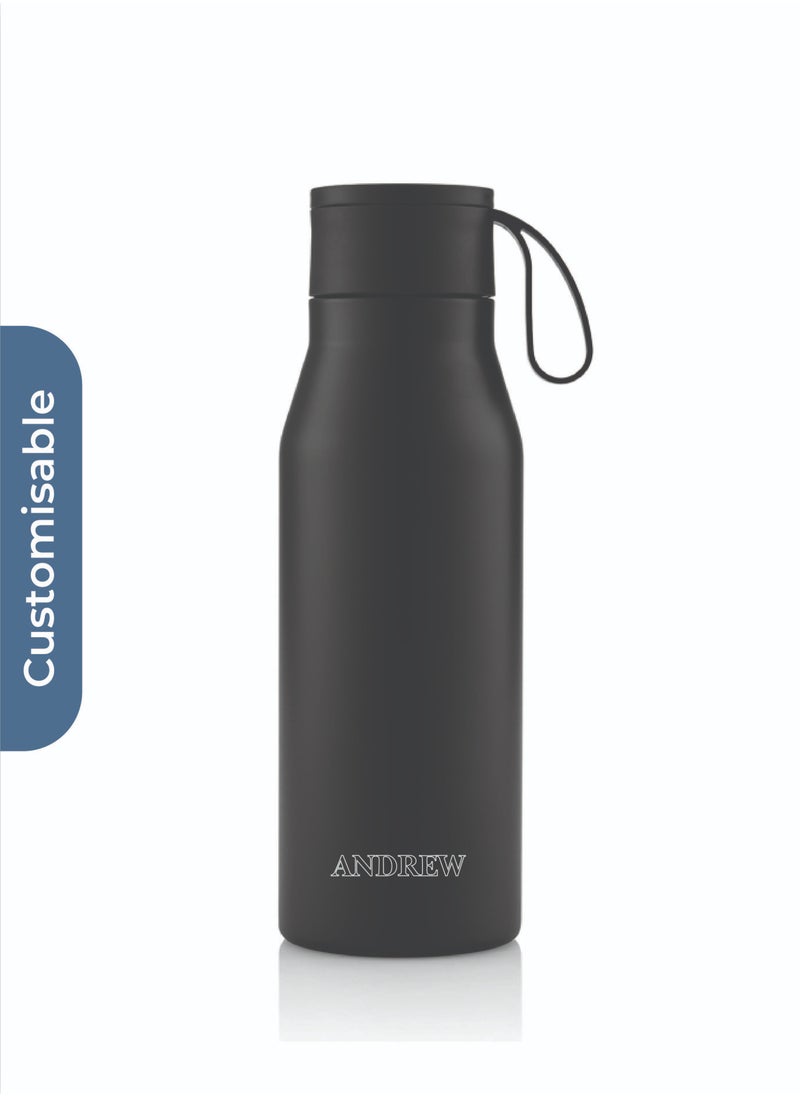 Hans Larsen Personalised R-NEBRA - CHANGE Collection Recycled Stainless Steel Vacuum Bottle - Black  - Image 3