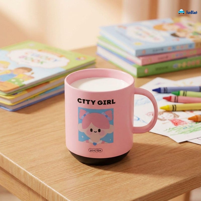 FunBlast Milk Mug for Kids – 450 Ml; Unbreakable Mug for Kids, Milk Mugs for Kids Unbreakable - Milk Drinking Cup for Kids (City Girl) - Image 4