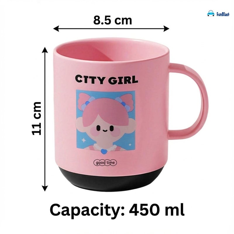 FunBlast Milk Mug for Kids – 450 Ml; Unbreakable Mug for Kids, Milk Mugs for Kids Unbreakable - Milk Drinking Cup for Kids (City Girl) - Image 3