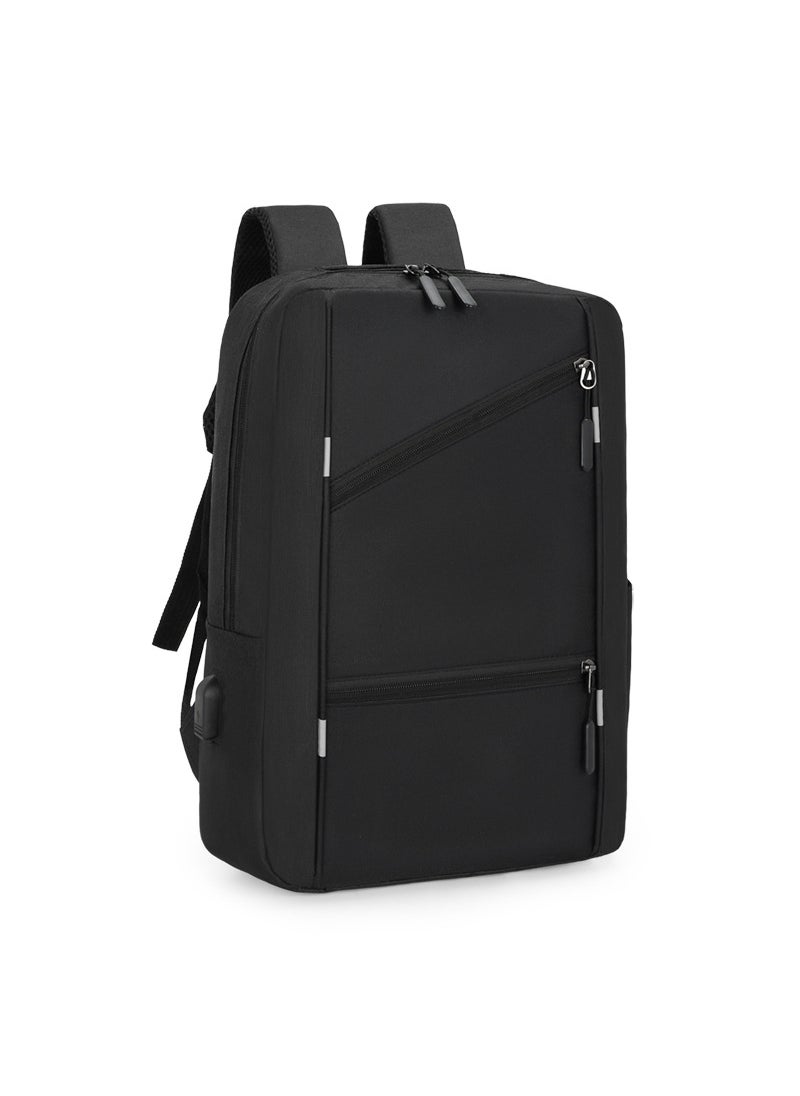 Sharpdo - Casual Lightweight Laptop Backpack With Crossbody Bag And Wallet, USB Charging Port,Work Backpack For Men and Women, Classic Backpack For College, Hiking Bag, Travel Backpacks(Black Set) - Image 1