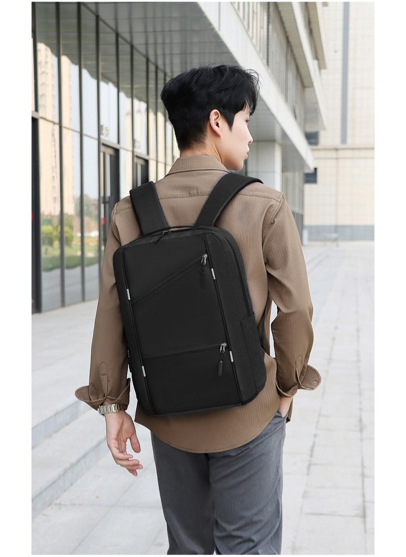 Sharpdo - Casual Lightweight Laptop Backpack With Crossbody Bag And Wallet, USB Charging Port,Work Backpack For Men and Women, Classic Backpack For College, Hiking Bag, Travel Backpacks(Black Set) - Image 1