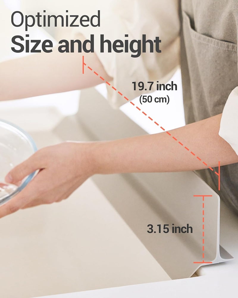 DEARCUS Store 19.7 inches 100% Premium Silicone Kitchen Sink Splash Guard - Non Slip Strong Suction, Durable, and Easy-to-Clean Splash Protector for Mess-Free Cooking and Dishwashing (Gray) - Image 4
