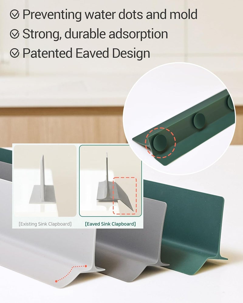 DEARCUS Store 19.7 inches 100% Premium Silicone Kitchen Sink Splash Guard - Non Slip Strong Suction, Durable, and Easy-to-Clean Splash Protector for Mess-Free Cooking and Dishwashing (Gray) - Image 3