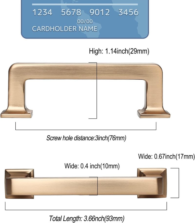 9BUILD 10 Pack 3 Inch Cabinet Handles - Champagne Bronze Cabinet Pulls for Kitchen and Dresser - Image 3