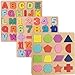 Winbar Wooden Puzzles for Toddlers 3pack Alphabet Shape Puzzles for Kids 3 Wooden Montessori Toddler Alphabet Number Shape for Kids 3 Years Old Boys Girls - Image 2