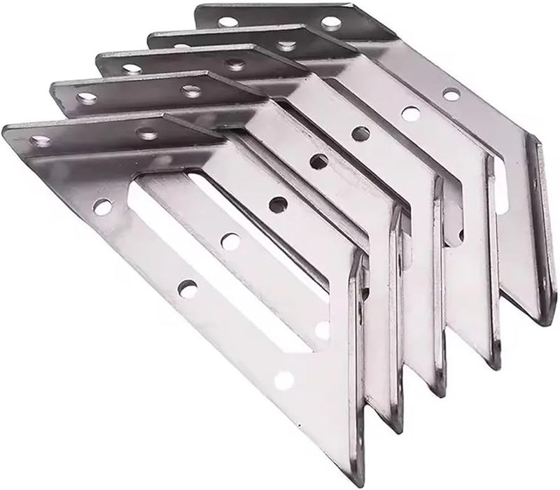 Large 10pcs Stainless Steel Angle Brackets For Furniture Desk Bed Shelves Table Cabinet - Image 1