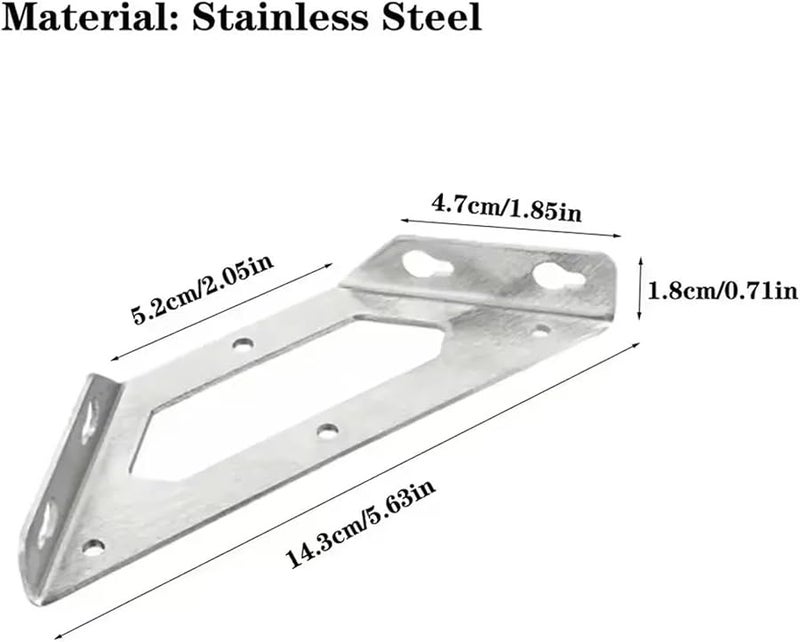 Large 10pcs Stainless Steel Angle Brackets For Furniture Desk Bed Shelves Table Cabinet - Image 3