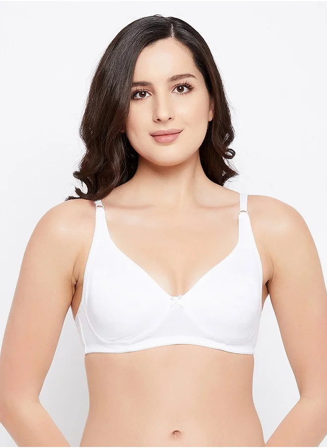 كلوفيا Clovia Non-Padded Non-Wired Full Cup T-shirt Bra in White - Cotton Rich