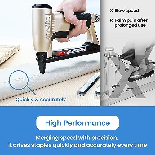 meite MT7116 Pneumatic Staple Gun, 22 Gauge 71 Series 3/8-Inch Crown 1/4-Inch to 5/8-Inch Length Air Upholstery Stapler Gun - Image 2