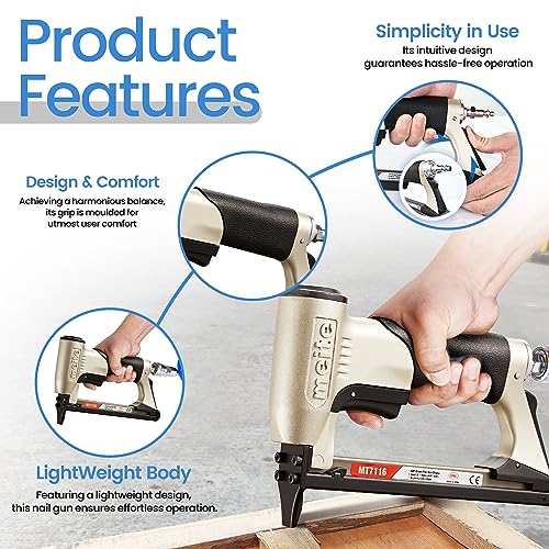 meite MT7116 Pneumatic Staple Gun, 22 Gauge 71 Series 3/8-Inch Crown 1/4-Inch to 5/8-Inch Length Air Upholstery Stapler Gun - Image 3