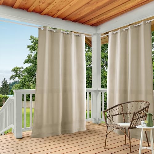 TOWN & COUNTRY BASICS TOWN  COUNTRY BASICS Cabana Solid Heavyweight Indoor Outdoor Curtains Light Filtering Opacity with Grommet Top Water Repellent 2Pack Set 54x108 Taupe 