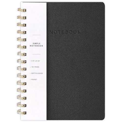 Oneirom Spiral Notebook-6.10" x 8.19" College Ruled Journal with Inner Pockets and 160 Pages,PU Leather Cover Business Journal, Twin-Wire Binding Notebook Perfect for Office & Home School Supplies - Image 1