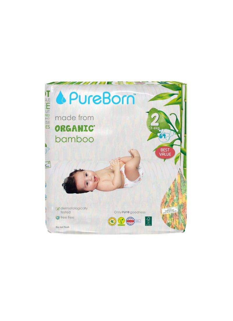 PureBorn Organic Baby Pant Style Diapers Size-2 3-6 kg Sunflower Print - Image 1