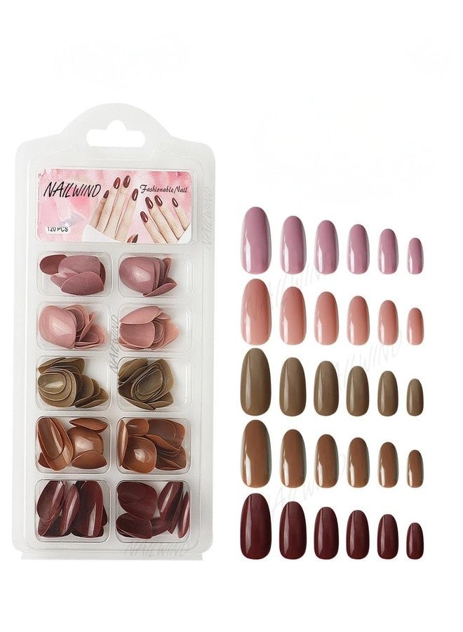 نيل ويند أظافر جل ناعمة من نايل ويند، 120 قطعة | وصلات أظافر صناعية متوسطة الحجم مستديرة | مجموعة من 5 ألوان مع ملصقات لاصقة | أظافر أكريليك لاصقة للنساء والفتيات (06) - Image 1