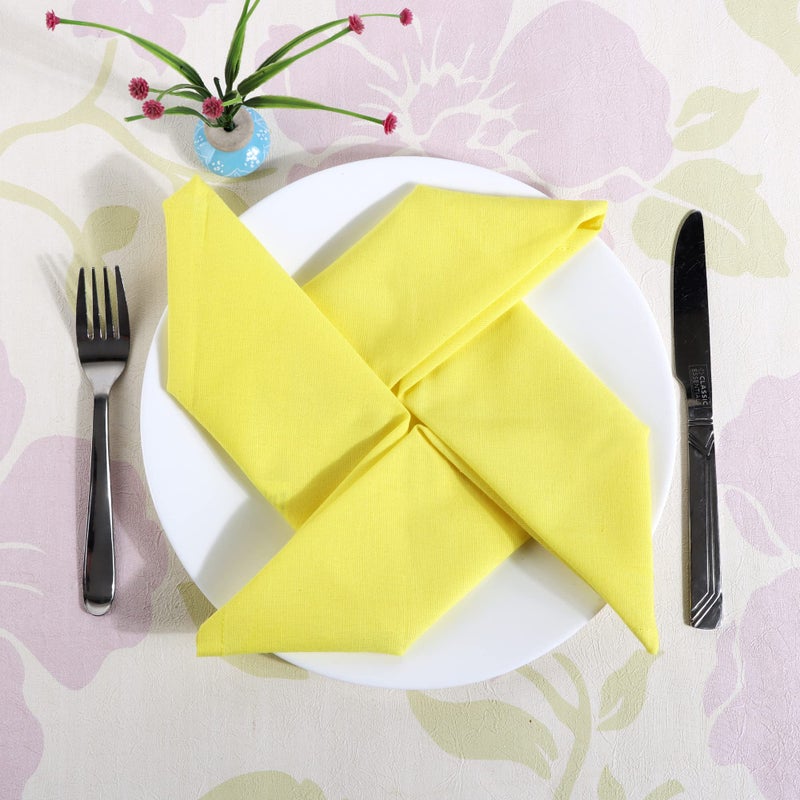 FINGERCRAFT FINGERCRAFT Dinner Cloth Napkins  Cotton Linen Blend Fabric 12 Pack Easter Special  Premium Quality  Mitered Corners Napkins Cloth for Every Day Use Napkins are Pre Shrunk and Good Absorbency Lemon  - Image 2