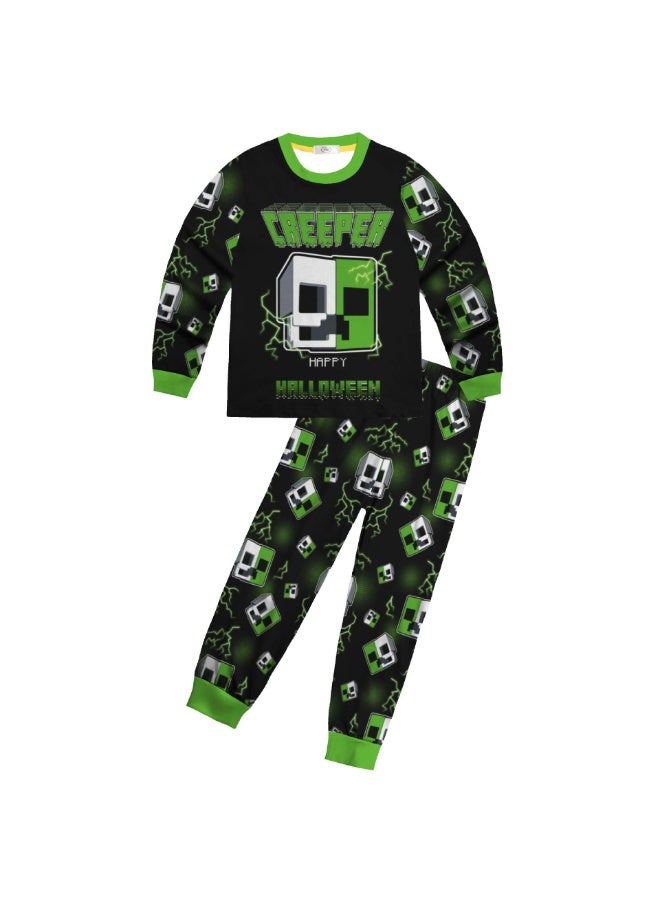 ماين كرافت بيجاما ماين كرافت ، خدمة منزلية كبيرة للأطفال ، بدلة بأكمام طويلة + بنطلون ، هدية للعائلة والأصدقاء - Image 1