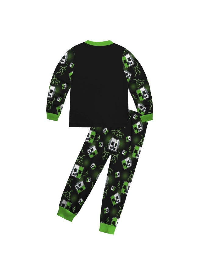 ماين كرافت بيجاما ماين كرافت ، خدمة منزلية كبيرة للأطفال ، بدلة بأكمام طويلة + بنطلون ، هدية للعائلة والأصدقاء - Image 2