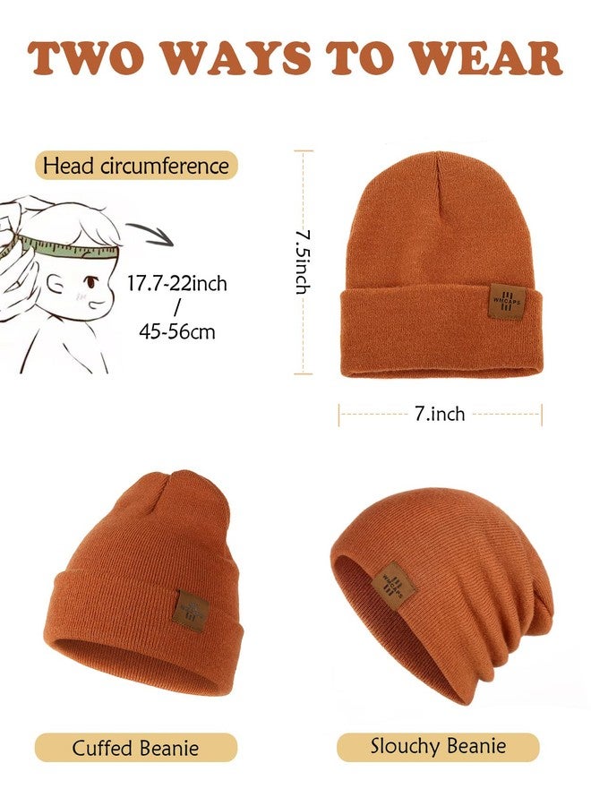 Wmcaps Toddler Baby Kids Winter Beanie, Unique Soft Warm Material Knitted Skull Cap for Boys Girls (Dark Orange) - Image 3