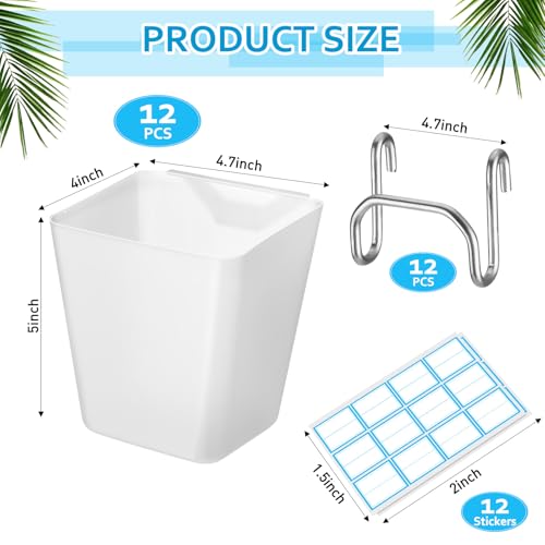 LOYIM 6 Pack Large Gridwall Cups Gridwall Storage Bin with Hooks Hanging Baskets Square Box Shape Hanging Cup Holder Gridwall Accessories for Garage Workbench Office Playroom Home Kitchen Clear - Image 3