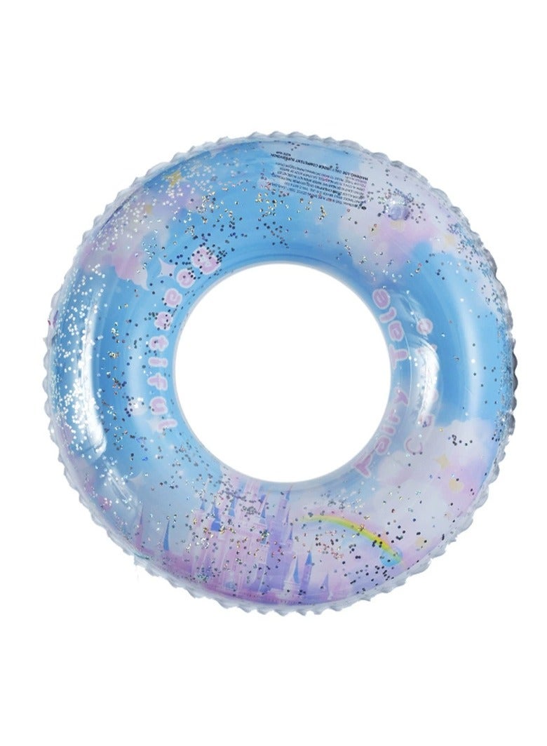 Goolsky 90cm Fantasy Castle Crystal Swim Ring – Double-Layer Inflatable Float for Adults, Retro PVC Pool Tube - Image 1