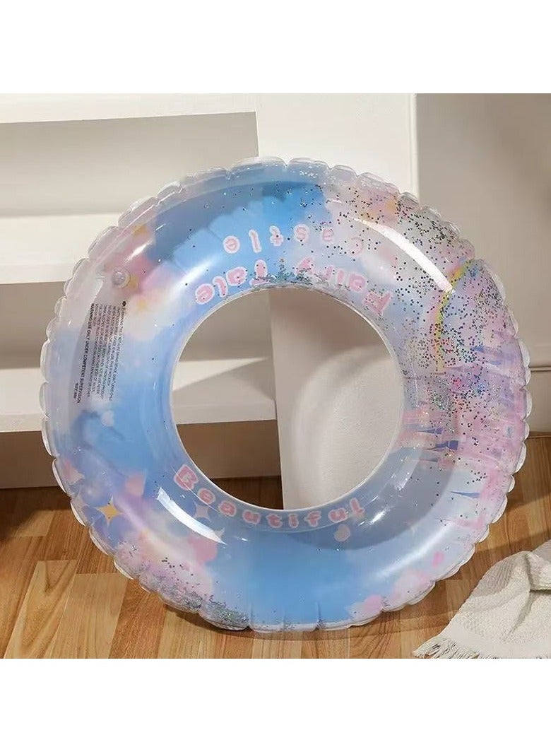 Goolsky 90cm Fantasy Castle Crystal Swim Ring – Double-Layer Inflatable Float for Adults, Retro PVC Pool Tube - Image 2