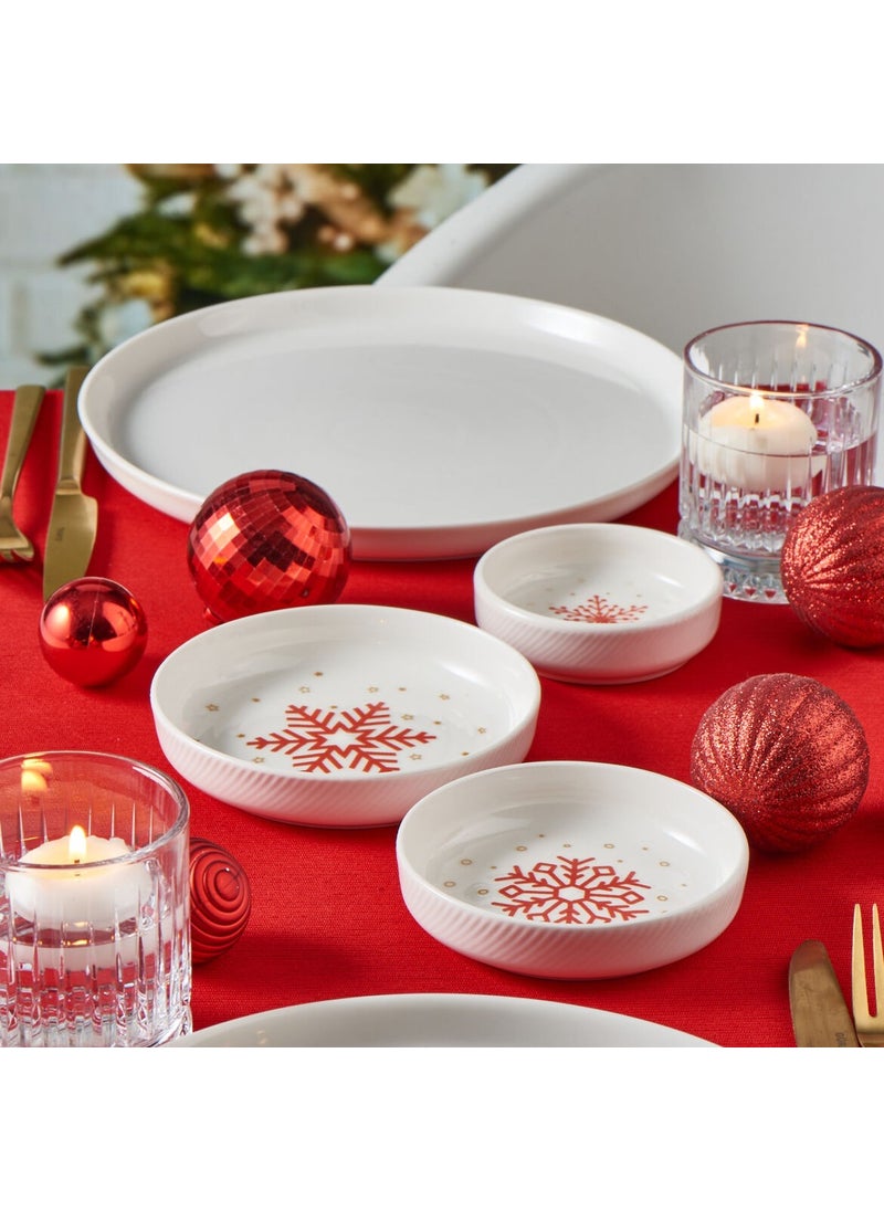 Güral Porcelain Diyar 3 Piece Bone Snack Bowl - Snowflake