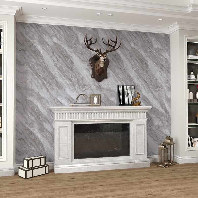 BAYYA Light Grey Marble Peel and Stick Countertop Contact Paper Granite Counter Top Vinyl Wrap Glossy Waterproof Removable Heat-Resistant Kitchen Counter Covers Wallpaper for Table Walls 15.8"x118" - Image 5