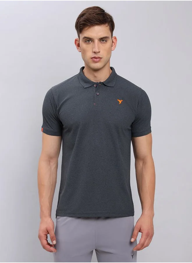تكنوسبورت Melange Pique Regular Fit Polo by Styli