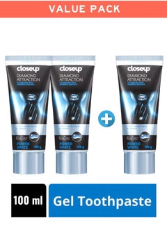 Buy 2 Get 1 Free |  Closeup Diamond Attraction Whitening Toothpaste | Power White with Refreshing Menthol | Value Pack (100 ml x3)