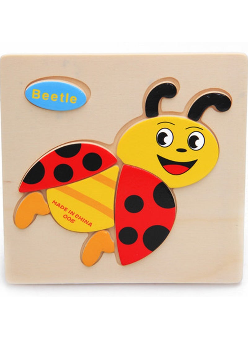 Children's Educational Wooden Cartoon Ladybug Jigsaw Puzzles Suitable Gift Bag Pack  - Image 1