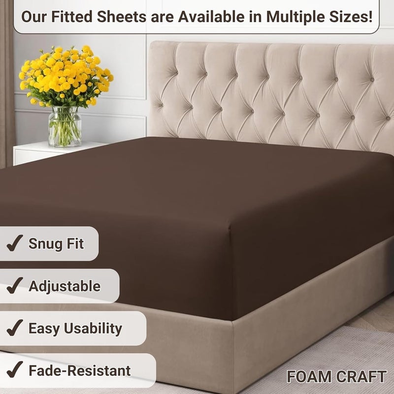 FOAM CRAFT 100% Cotton Fitted Bed Sheet - Luxury Queen Size with Deep Pockets (Brown, 160 x 200cm) - Image 5