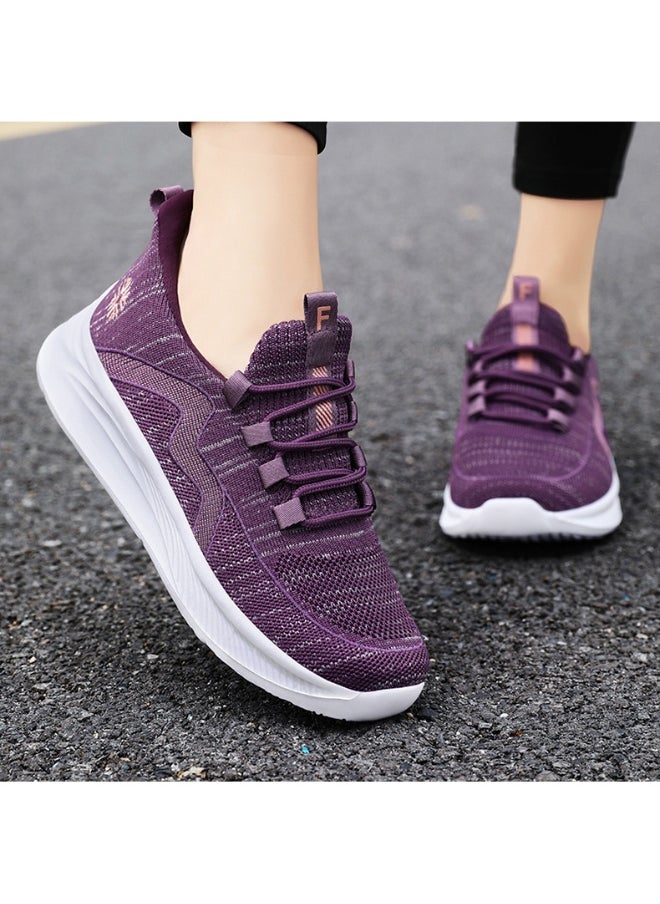 Generic Women Running Shoes Fashion Platform Sneakers Female Soft Sole Walking Jogging Shoes Breathable Knitted Fabric Casual Shoes  - Image 2