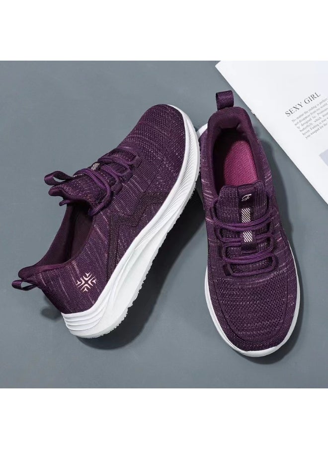 Generic Women Running Shoes Fashion Platform Sneakers Female Soft Sole Walking Jogging Shoes Breathable Knitted Fabric Casual Shoes  - Image 1