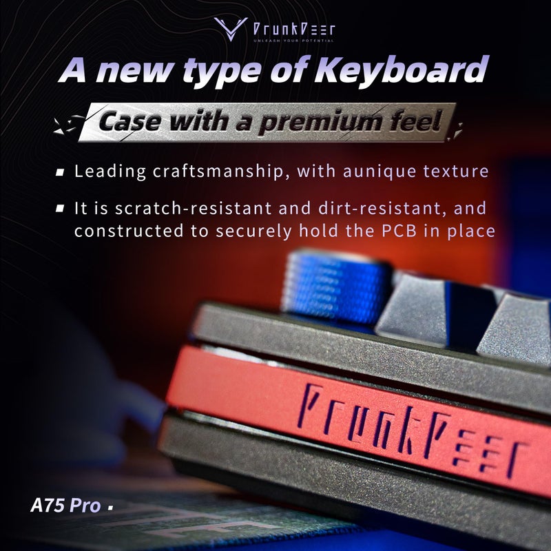 DrunkDeer A75 Pro Rapid Trigger Silent Magnetic Switch Mechanical Gaming Keyboard with Knob HE Hall Effect 75% 82Keys Adjustable Actuation RGB PBT Keycap OEM Profile TKL USB Wired ANSI - Image 2