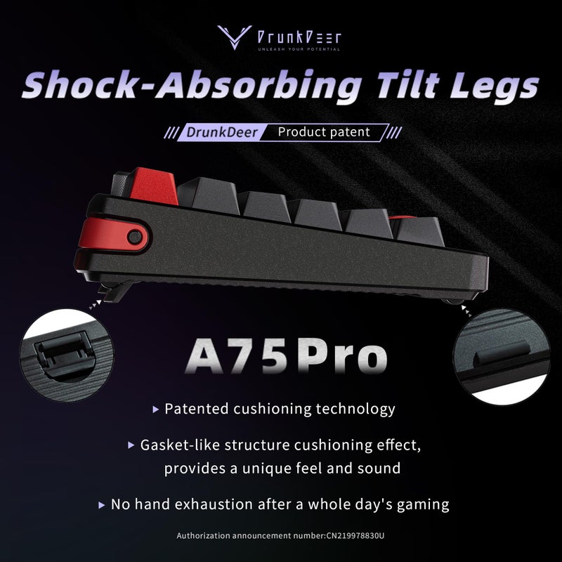 DrunkDeer A75 Pro Rapid Trigger Silent Magnetic Switch Mechanical Gaming Keyboard with Knob HE Hall Effect 75% 82Keys Adjustable Actuation RGB PBT Keycap OEM Profile TKL USB Wired ANSI - Image 3