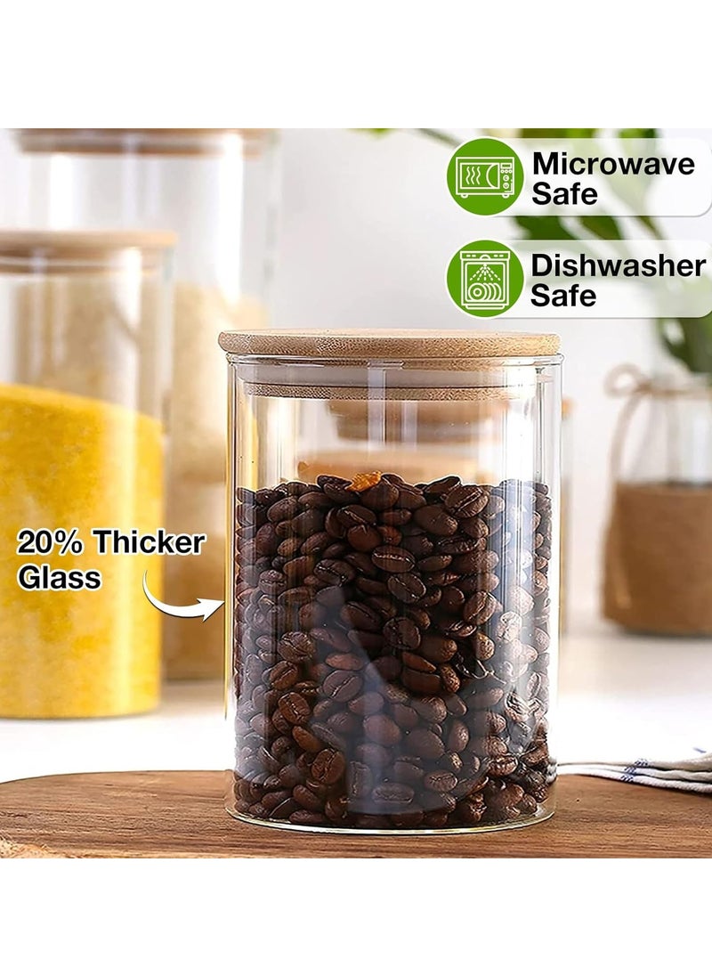 TYCOM Glass Jars Set 8cm*10cm (4 Packs), Food Storage Containers for Kitchen, Spice jars With Labels, Marker and spoons, Wood Lid Round 4p.  - Image 5