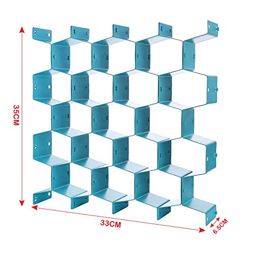 INOVERA (LABEL) Plastic Honeycomb Underwear Innerwear Socks Organizer Drawer Clapboard Closet Divider 16 Straps (38 Compartment, Blue, Made In India cosmetics) - Image 3