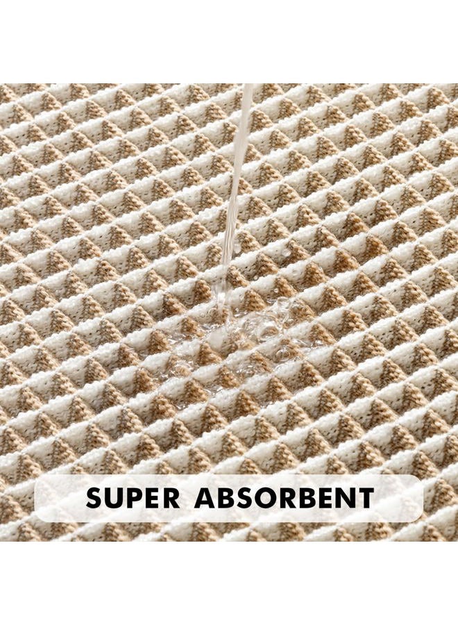 MIULEE Set of 2 Waffle Bathroom Rugs, Boho Bath Rugs Non Slip Washable, Super Absorbent Bath Mats, Ultra Soft Rubber Backed Shower Mats for Bathroom Floor, Tub, Brown & White, 18x30 Inch - Image 3