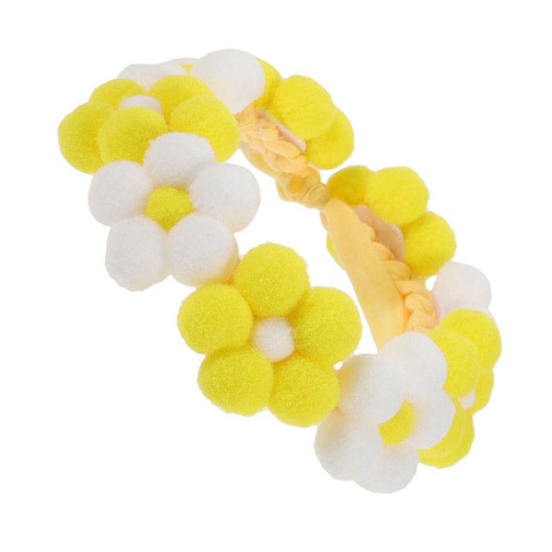 Handwoven Flower Pet Collar Adjustable Comfortable for Small Dogs Cats Yellow White Size S - Image 2