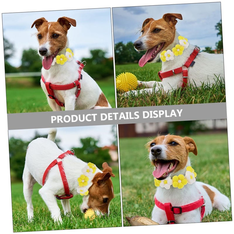 Handwoven Flower Pet Collar Adjustable Comfortable for Small Dogs Cats Yellow White Size S - Image 5
