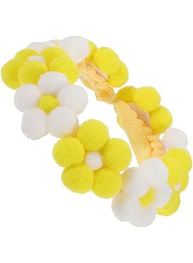 Handwoven Flower Pet Collar Adjustable Comfortable for Small Dogs Cats Yellow White Size S - Image 1