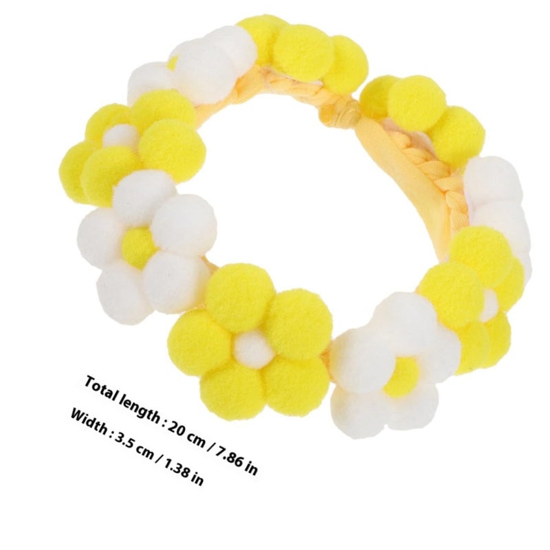 Handwoven Flower Pet Collar Adjustable Comfortable for Small Dogs Cats Yellow White Size S - Image 3