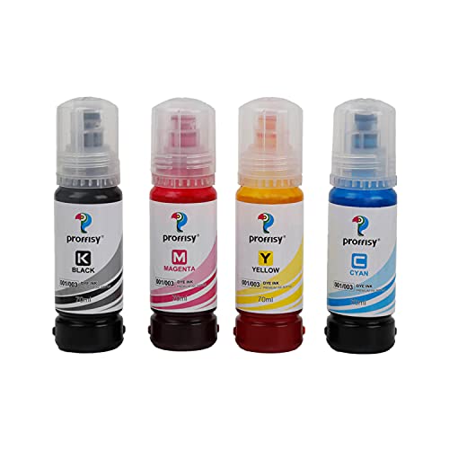proffisy 001 003 Ink Refill dye Ink Bottle Compatible with Epson L3110, L3150, L4260, L4160, L3152, L3115, L3100, L3101, L3116, L3151, L3156, L1110, L5190, L4150, L14150, L6170, L6160 (4 Colors) - Image 1