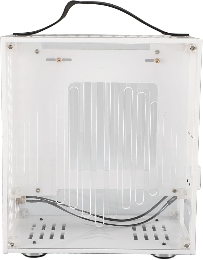 حالة كمبيوتر صغيرة بيضاء من نوع Mini ITX بمقبض وزجاج جانبي كامل يدعم بطاقات الرسوميات حتى 320 مم - Image 5