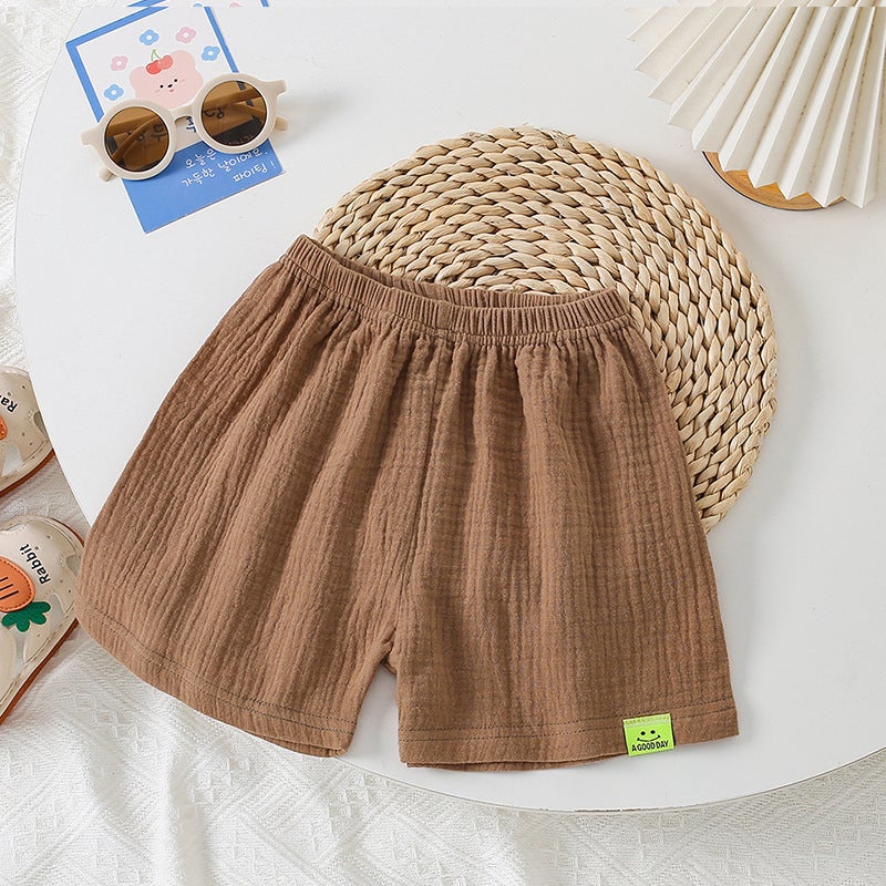Summer Thin Children'S Shorts Cotton Gauze Five Pants Baby Shorts Boys And Girls Outside Wear Casual Pants Tide - Image 1