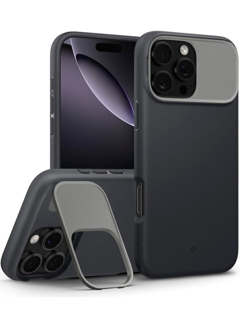 Caseology غطاء حماية Nano Pop Mag Kickstand لجهاز iPhone 16 Pro MAX مع تقنية MagSafe - سمسم أسود - Image 1
