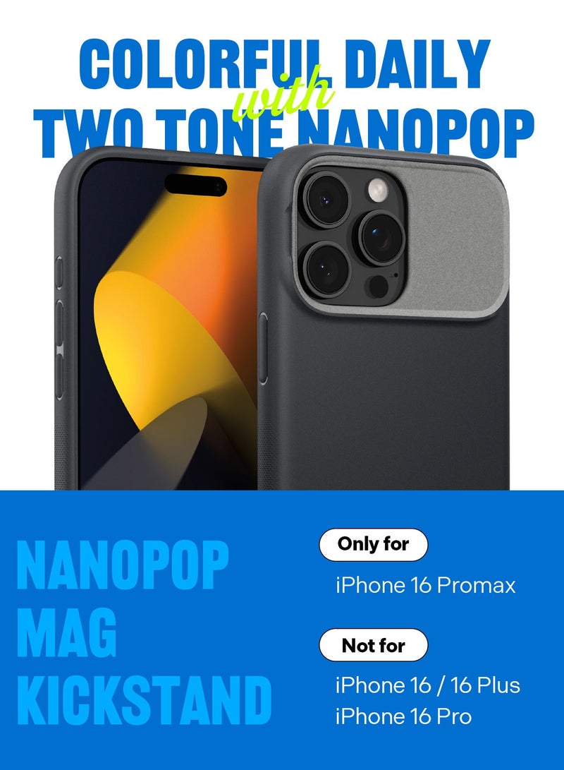 Caseology غطاء حماية Nano Pop Mag Kickstand لجهاز iPhone 16 Pro MAX مع تقنية MagSafe - سمسم أسود - Image 2