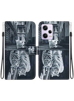 Case Cover For Xiaomi Redmi Note 12 Pro Crystal Texture Colored Drawing Leather Phone Case Cat Tiger Reflection