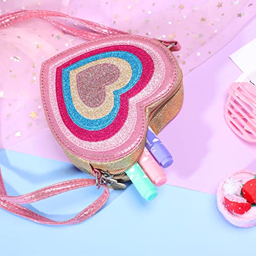 PinkSheep حقيبة وردية للأطفال للفتيات هدايا حقيبة قلبية حقيبة كتف للأطفال محفظة عبر الجسم 3-6 سنوات هدية للبنات الصغيرة موضة - Image 4