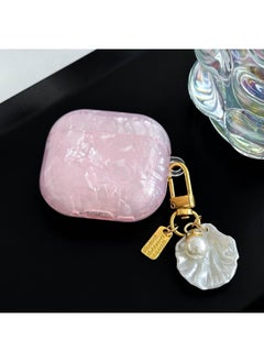 Suitable For AirPods 4 Earphone Protective Cover Simple Shell Tpu Soft Shell Apple Pro2 Pearl Pendant-Color:Pink-Applicable Models:Airpods 1/2 Generation